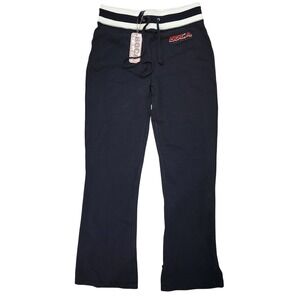 Boca deadstock y2k Auth‎ Large  Black Sweatpants Striped Waistband Drawstring